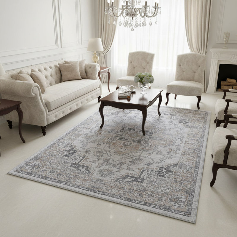 Tapis d'entrée ivoire / beige MARFI Collection, Rectangle 6 pi 7 po x 7 pi 9 po