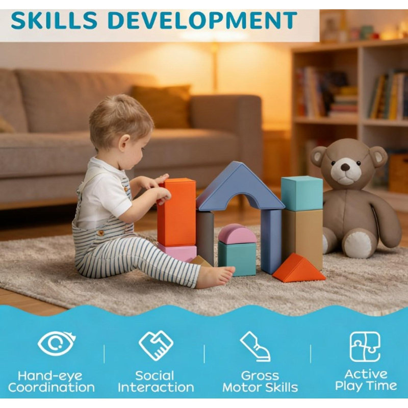 Ensemble de blocs de construction en mousse souple 11 pièces pour tout-petits, formes de jeu empilables pour l'apprentissage créatif et le jeu