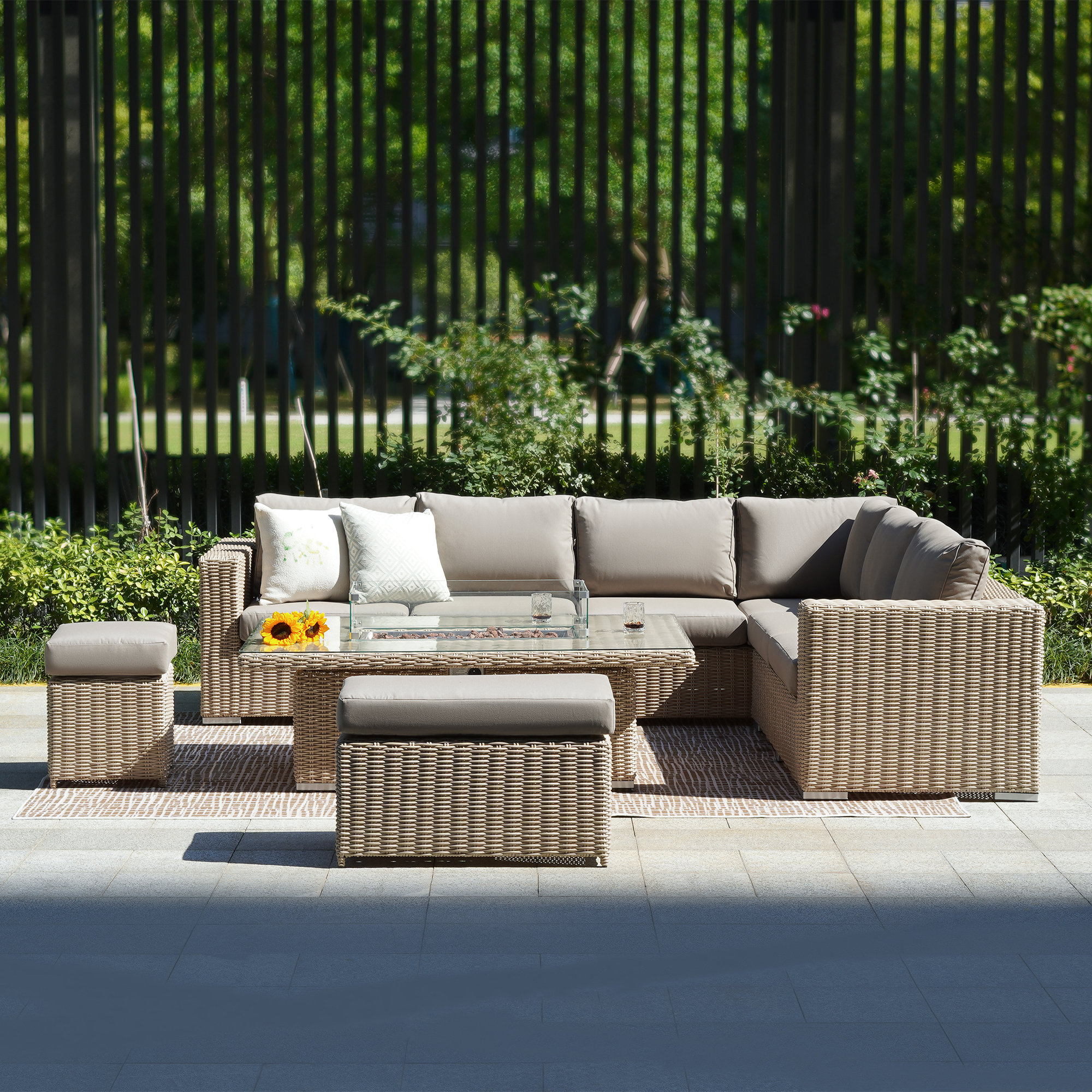 Wade Logan® Avryn Wicker 8 Person Outdoor Seating Group with Lift Top