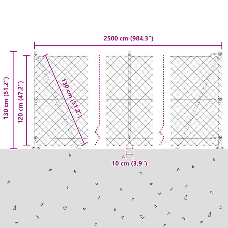 Chain Link Fence , 120cm H x 2500cm W, Green