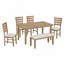 Ensemble de salle à manger en bois rustique pour 6 avec table, chaises et banc pour des repas familiaux confortables.
