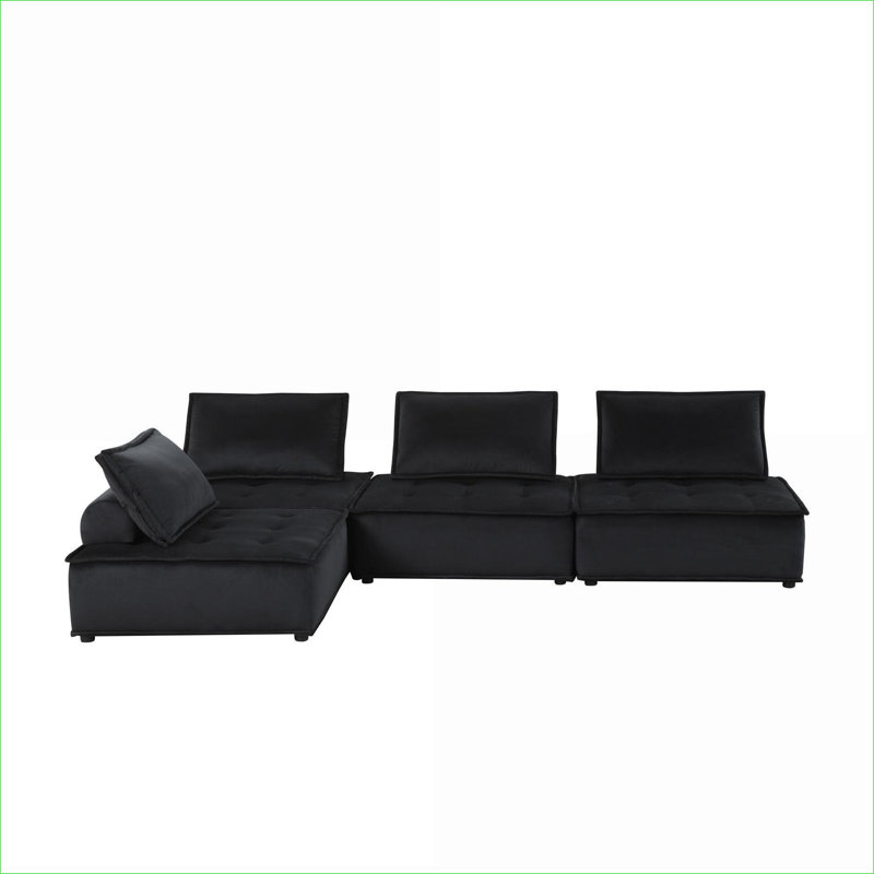 Canapés-lits | Canapé modulaire 4 pièces 120 po Modern | Noir | Velours