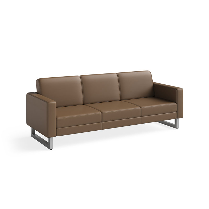 Canapé Mirella, Cuir cognac, Argent
