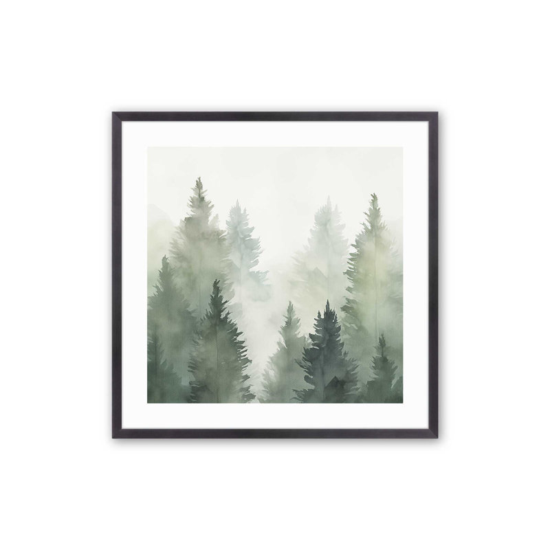 Green Haze Woodland III, Cadre en zinc patiné, H 13,75 po x l 13,75 po
