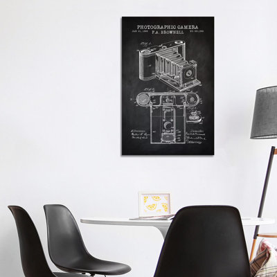 Brownell Camera, Black by PatentPrintStore - Wrapped Canvas Print