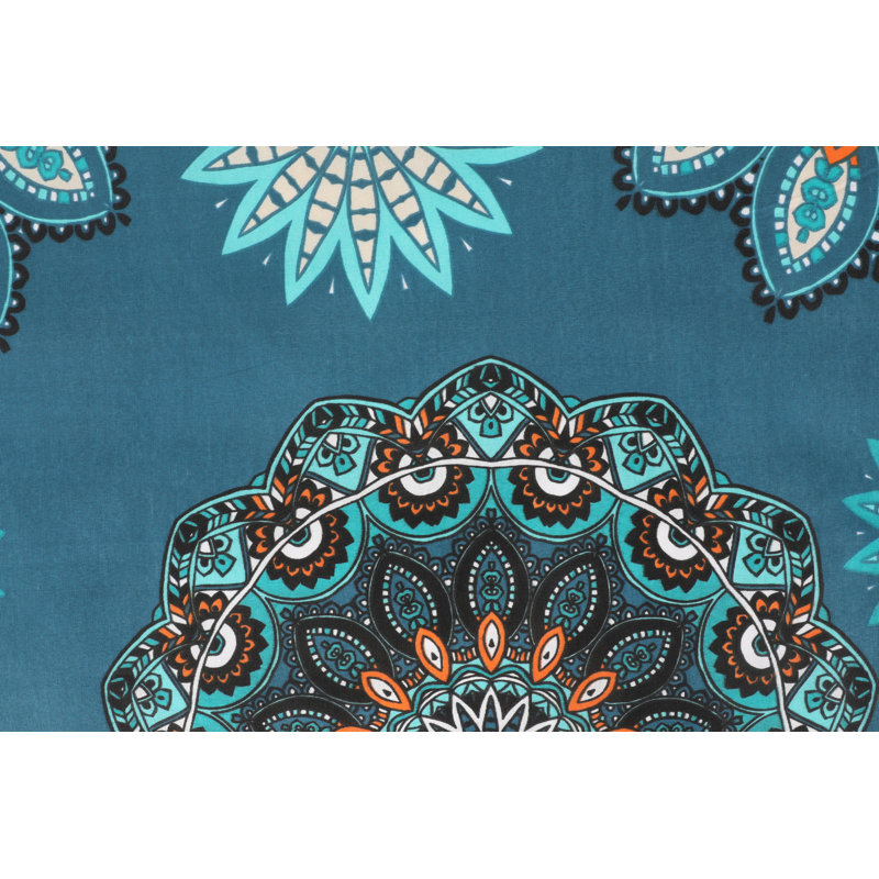 Ensemble de housse de couette 100% coton 3 pièces Carine, Housse de couette double TG + 2 taies d'oreiller t, Turquoise