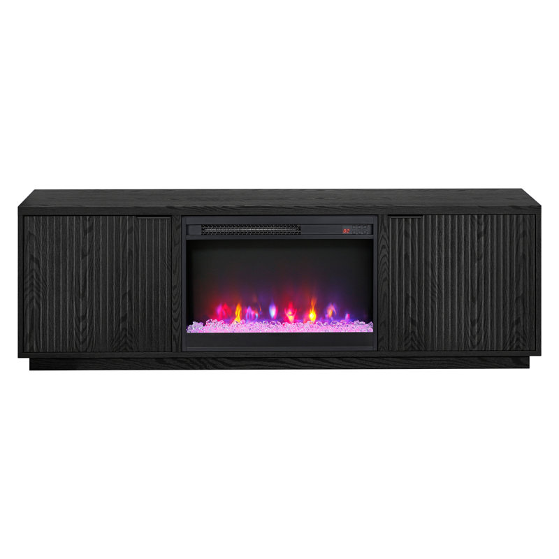 Meuble télé Yorklynville avec foyer en cristal 26 po pour téléviseur de 78 po ou moins Yorklynville, Bois espresso