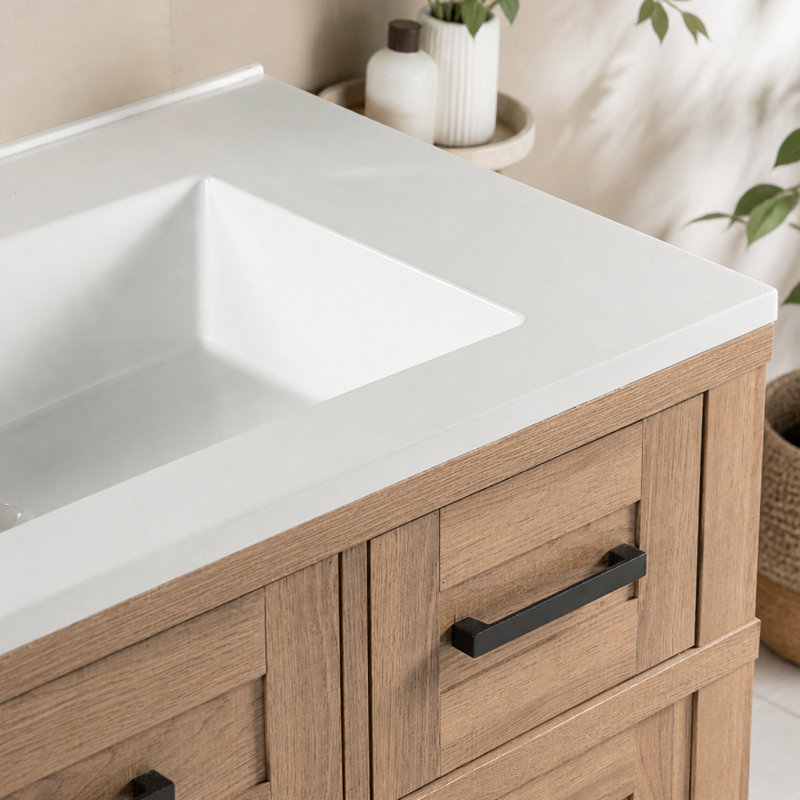 Freestanding Standard Single Vanity Bathroom Vanity With Resin Top