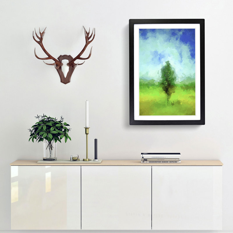 Isolated Tree in Abstract - Framed Print, 48cm H x 36cm W x 2cm D, Black Framed