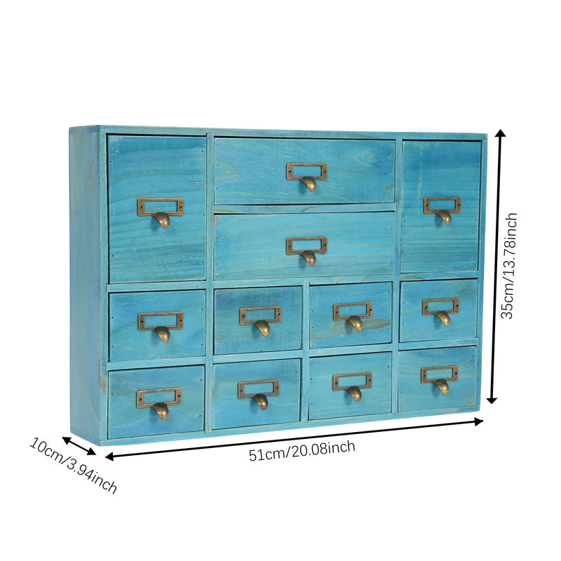 Wood Stackable Desk Organizer with 12 Drawers, Blue