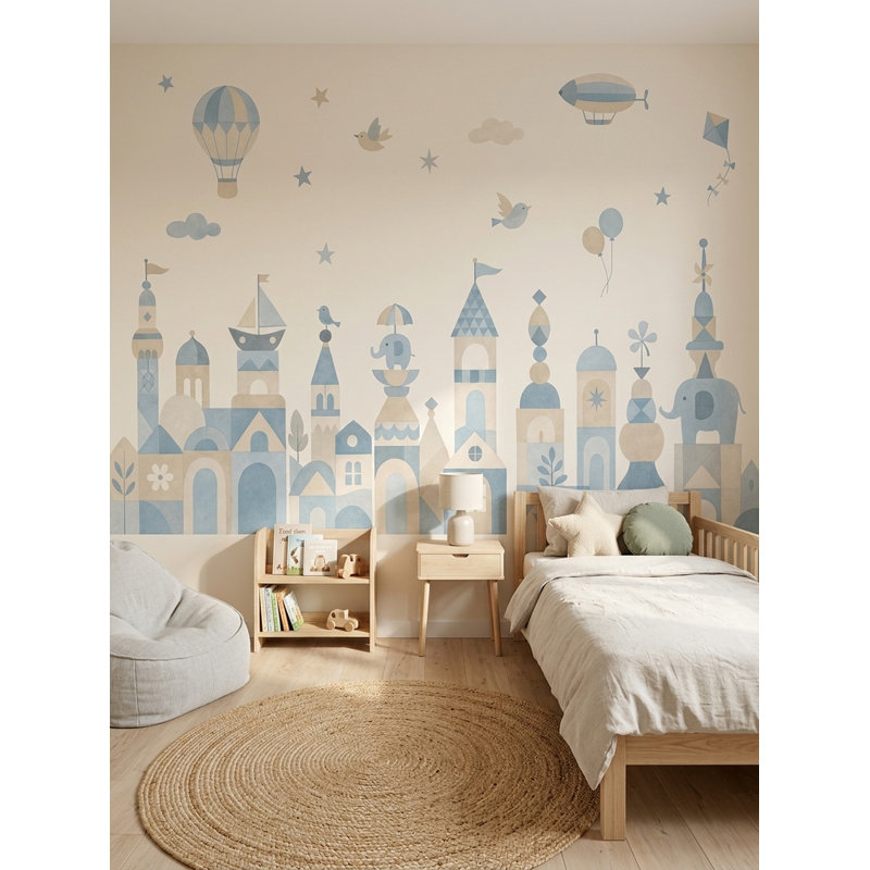 Papier peint montgolfière pour enfants, 140 po x 108 po, Non tissé