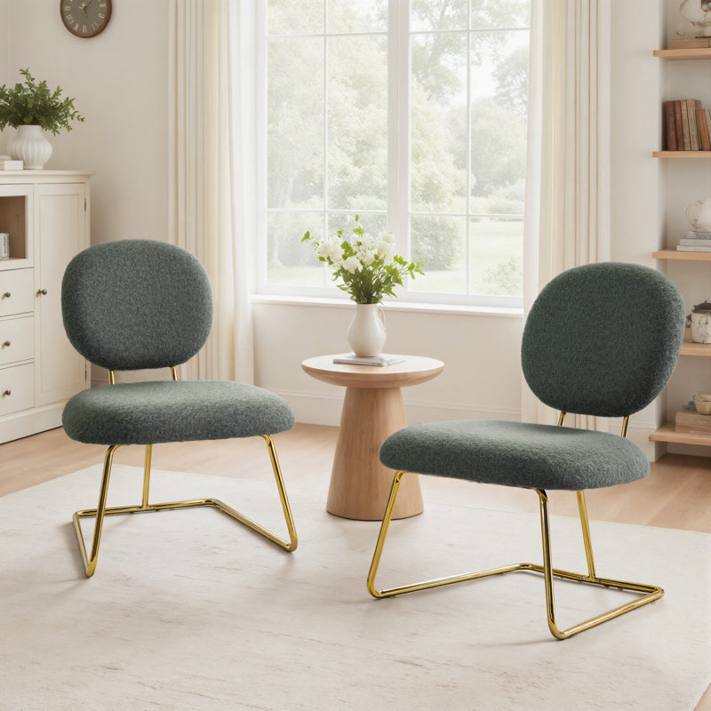 Striking Armless Accent Chair, Black Polyester