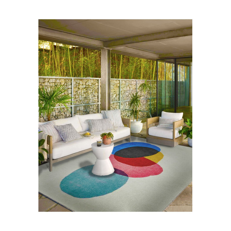 Tapis rond lavable à motif tissé coloré, Rectangle 3'3" x 4'11" Rug Pad Included