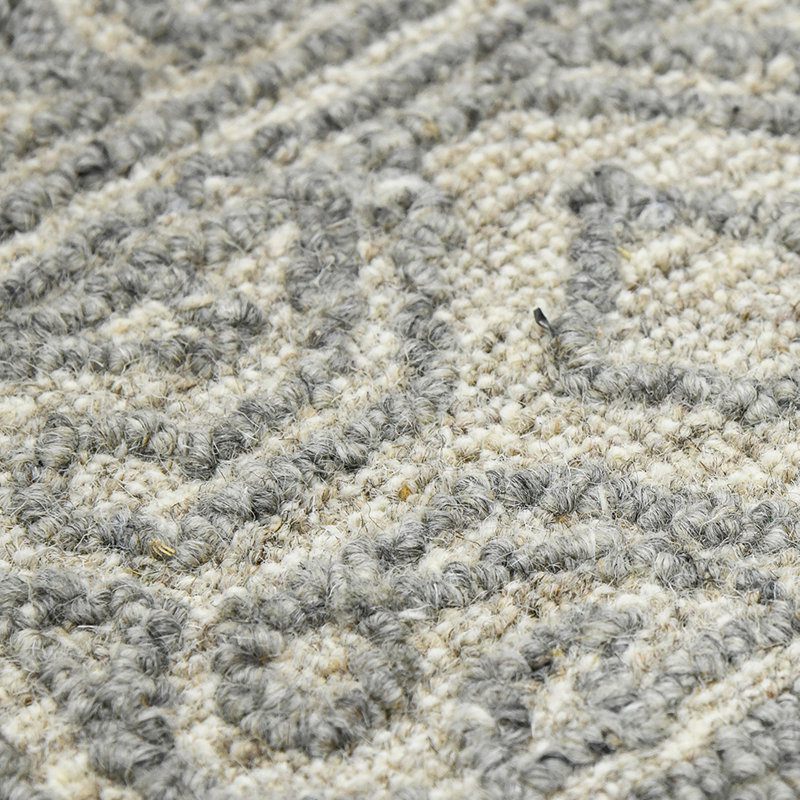 Tapis gris en laine crocheté à la main, Rectangle 2 pi x 3 pi