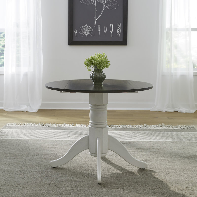 Luz Extendable Round Dining Table, Dark Brown/White