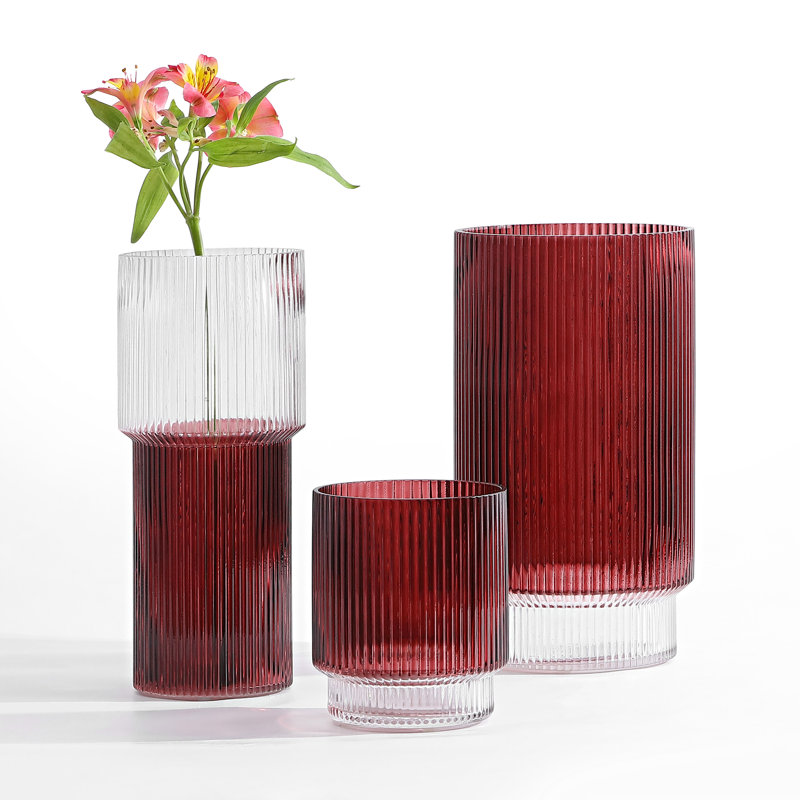 Vase en verre cannelé en zinc, Canneberge