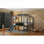 Lit mezzanine simple en bois massif gris clair avec échelle, glissade, tableau noir intégré et bande lumineuse