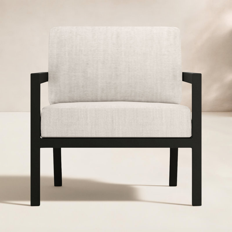 Vivant Patio Chair with Sunbrella® Cushions, Cast Silver Sunbrella®, Black