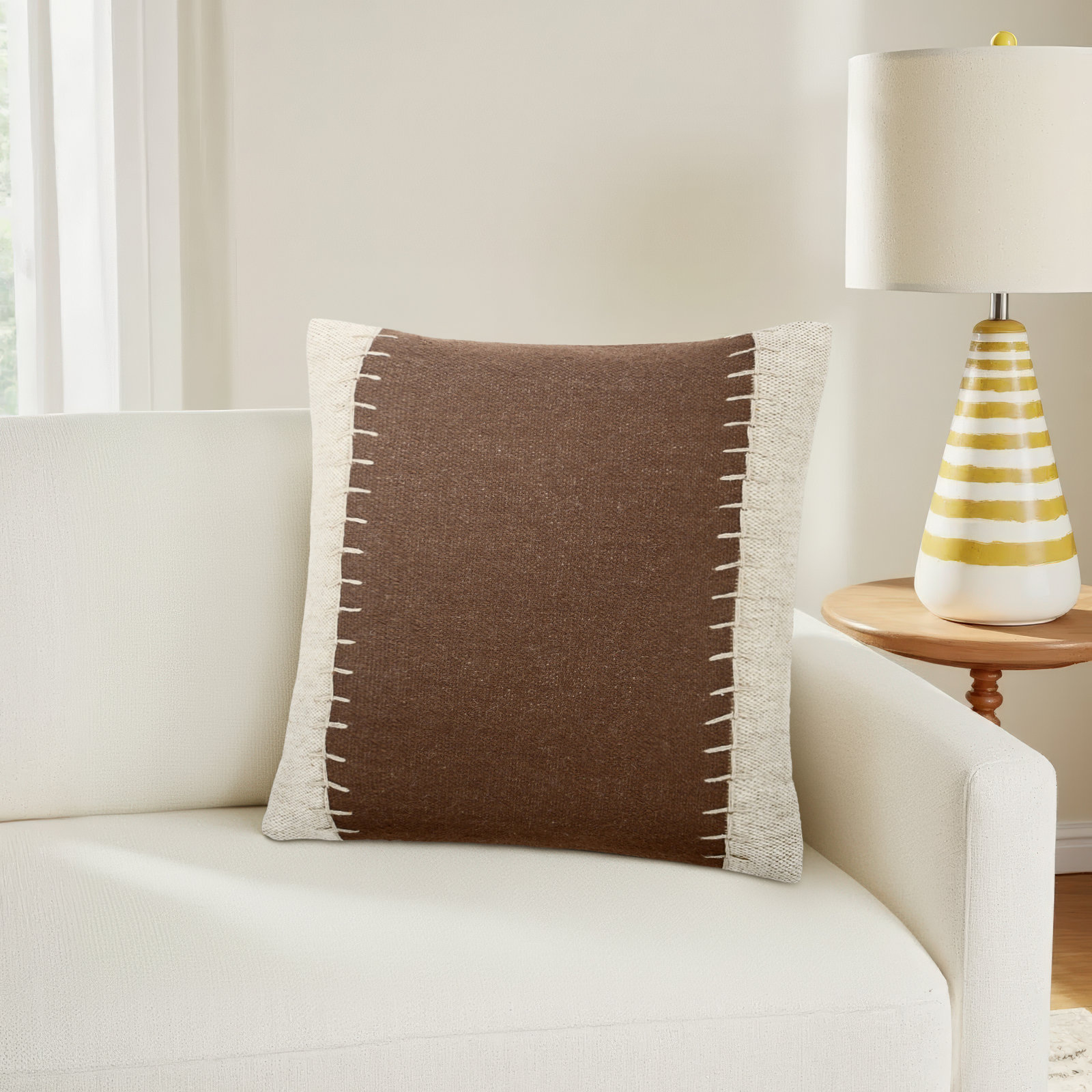 Nolea Throw Pillow, Down, Brown