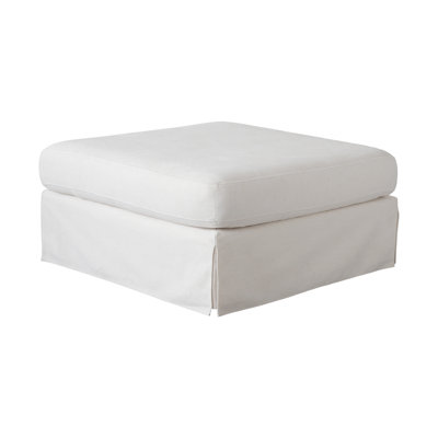 Upholstered Modular Sectional Slipcovered Linen Ottoman