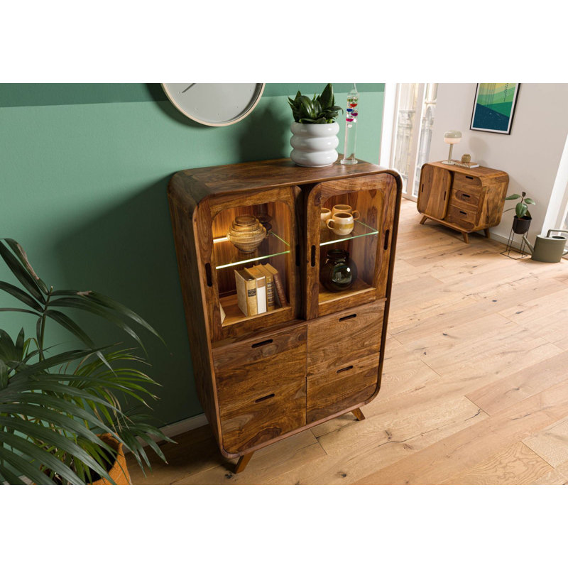 90cm Solid Wood Sideboard, Tan