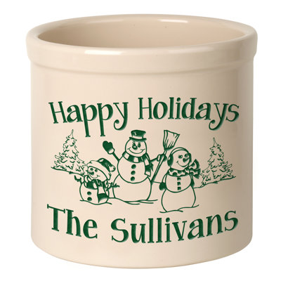 Personalized Snowman Family Ceramic Pot Planter