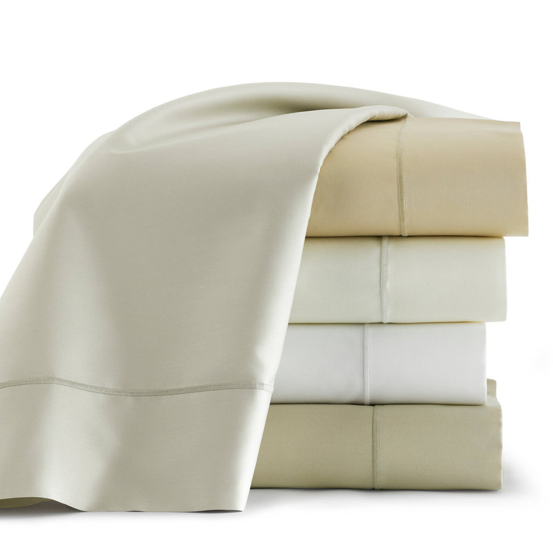 Soprano 420 Thread Count Egyptian-Quality Cotton Sateen Fitted Sheet, King Fitted Sheet, White
