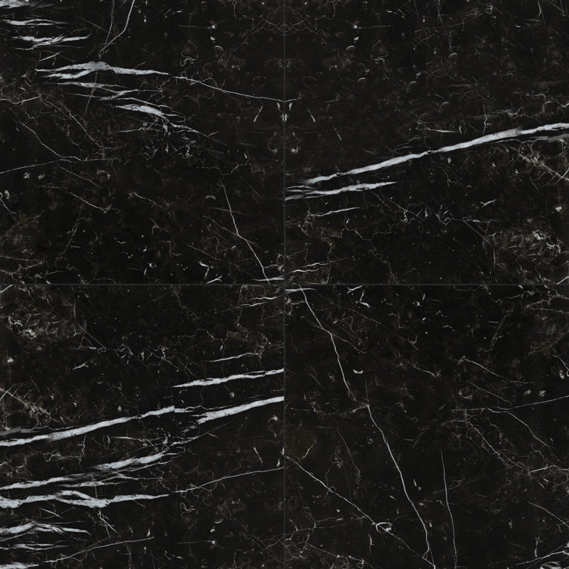 Palazza 24 in. x 24 in. Polished Porcelain Marble Look Floor and Wall Tile, Nocturne