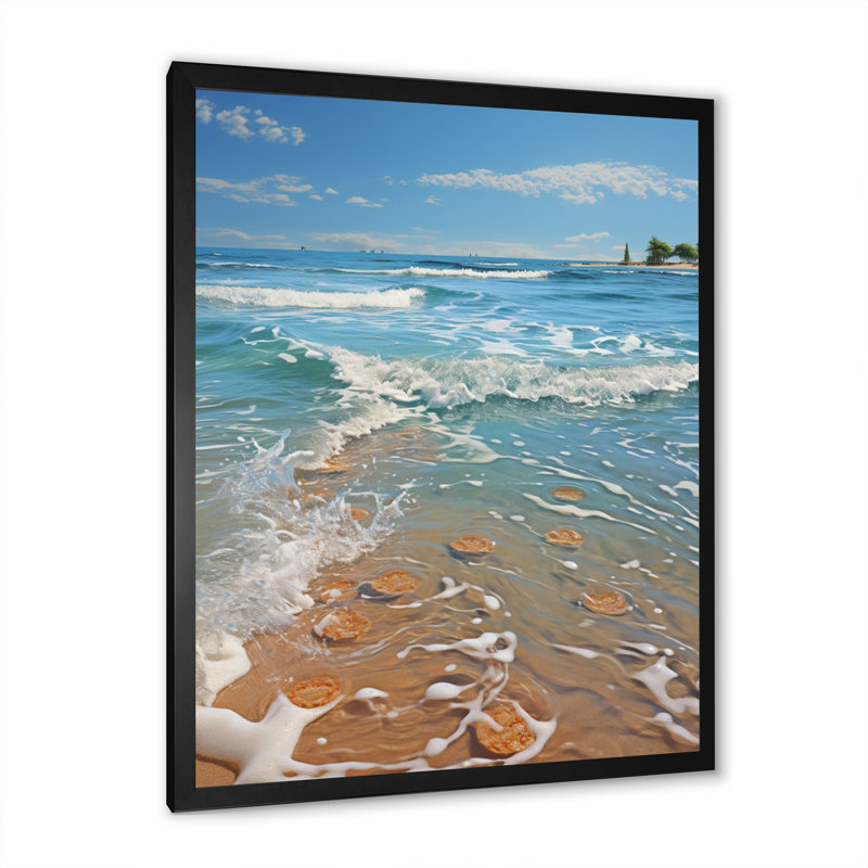 Coquillage Brose Turquoise Beach I, Cadre photo noir, H 20 po x l 12 po x P 1 po