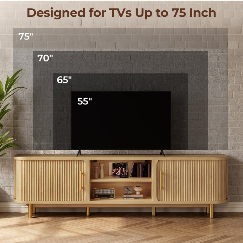 Meuble télé 70,2 po Mid-Century, Oak Wood