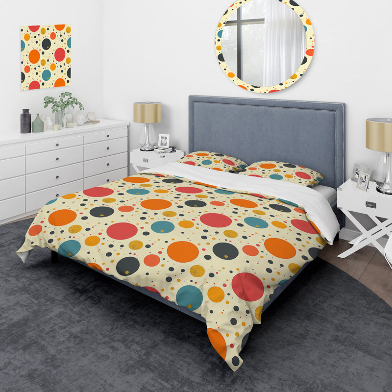 Ensemble de housse de couette à pois orange et vert IV, Housse de couette très grand et 2 très grandes t