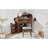 Corner Makeup Vanity Desk With Mirror & LED Lights, Modern Vanity Set With Mirror And Stool, Dressing Table With Large Storage For Small Place, Brightness Adjustable Folding Mirror, Walnut