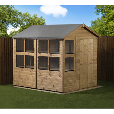 6 ft. W x 8 ft. D Solid wood Tongue & Groove Apex Garden Shed