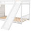 Lit simple au-dessus d'un lit superposé, blanc - peu encombrant avec fonction convertible en bois massif et tablettes de rangement coulissantes très amusantes-130040614