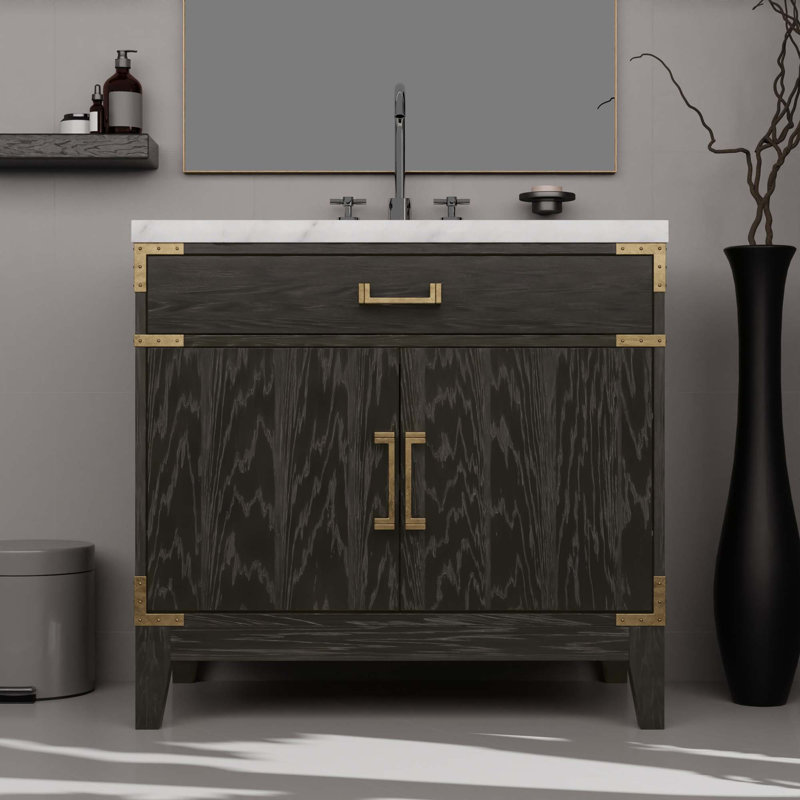 Single Bath Vanity With Mirror And Faucet Set