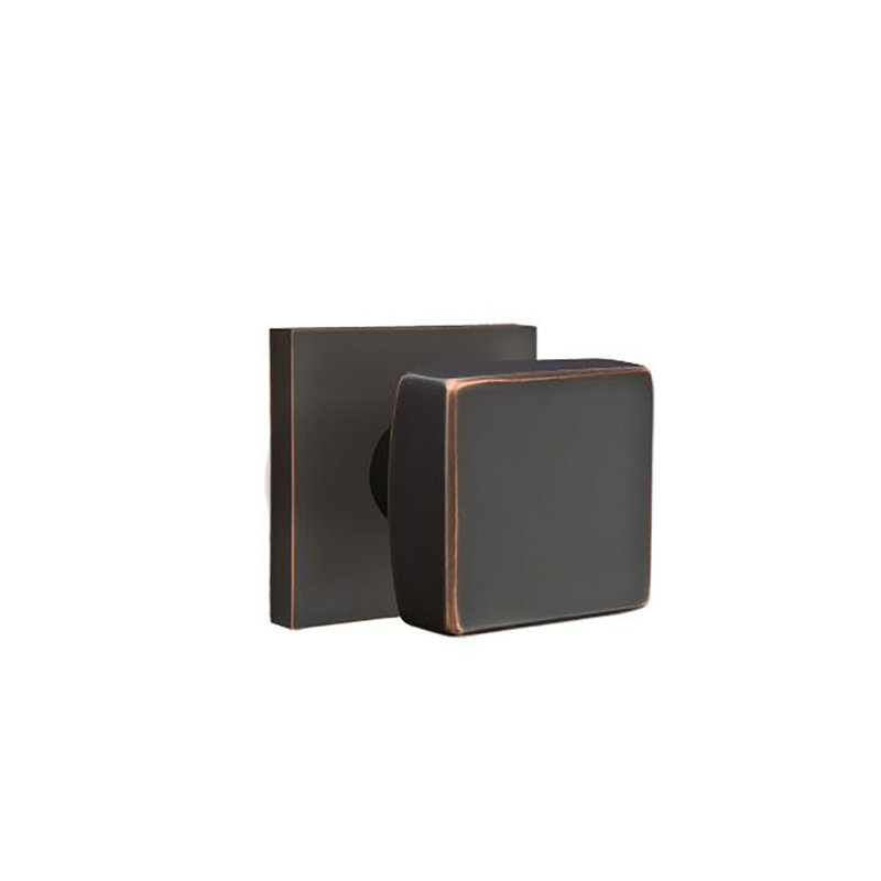 Emtek Privacy Knobset w/ Square Rosette and Square Knob, Oil Rubbed Bronze