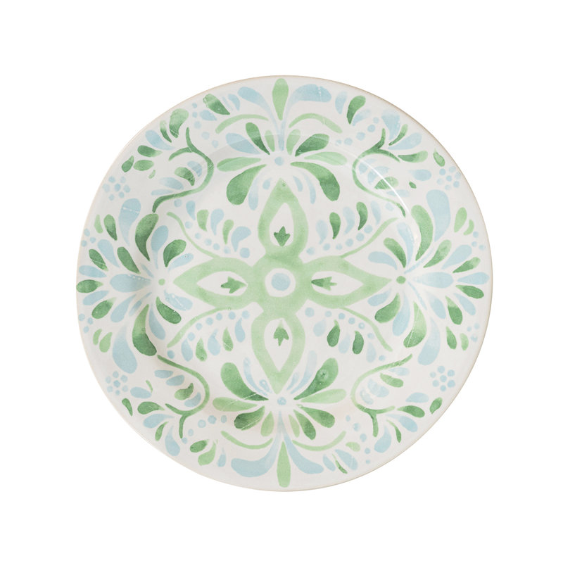 Sage and White Floral Ceramic Salad Plate