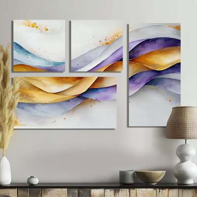 Abstract Lavender And Winter Veiled Patterns I - Abstract Wall Art 4 Pieces