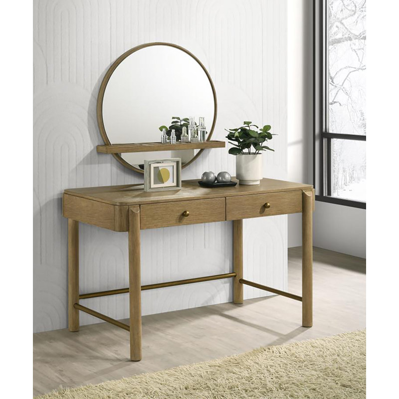 Meuble-lavabo à 2 tiroirs avec miroir Wailing, Sable lavé
