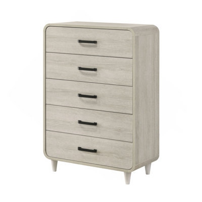 1Pc Contemporary White Finish Ample Drawer Space Five Drawers Tall Chest Storage Wooden Furniture