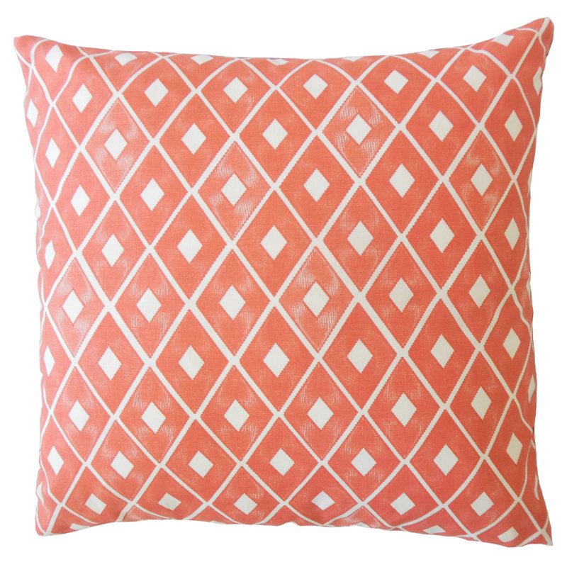 Kaffi Geometric Feather Reversible Throw Pillow, White, 24" x 24"