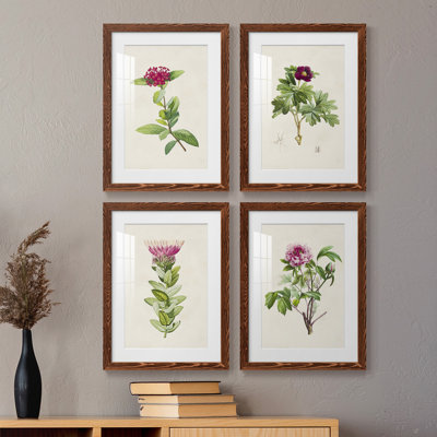Pretty Pink Botanicals II - ensemble de 4 reproductions de cadres photo
