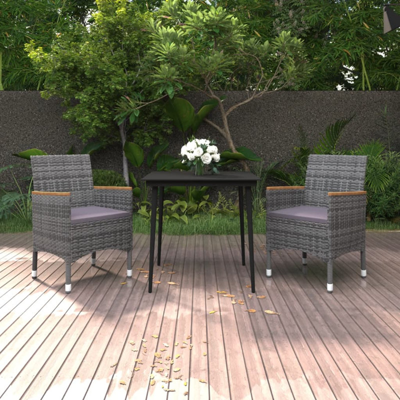 Square 4 - Person 31.5" Long Dining Set, Black, 29.1" H x 31.5" L x 31.5" W, 2
