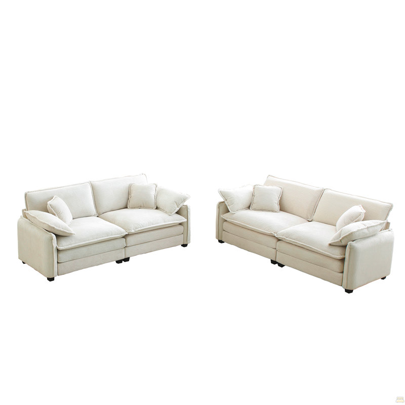 Ensemble de canapé de salon moderne deux pièces, Beige