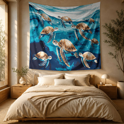 Tapisserie murale «Nautical Sea turtles»