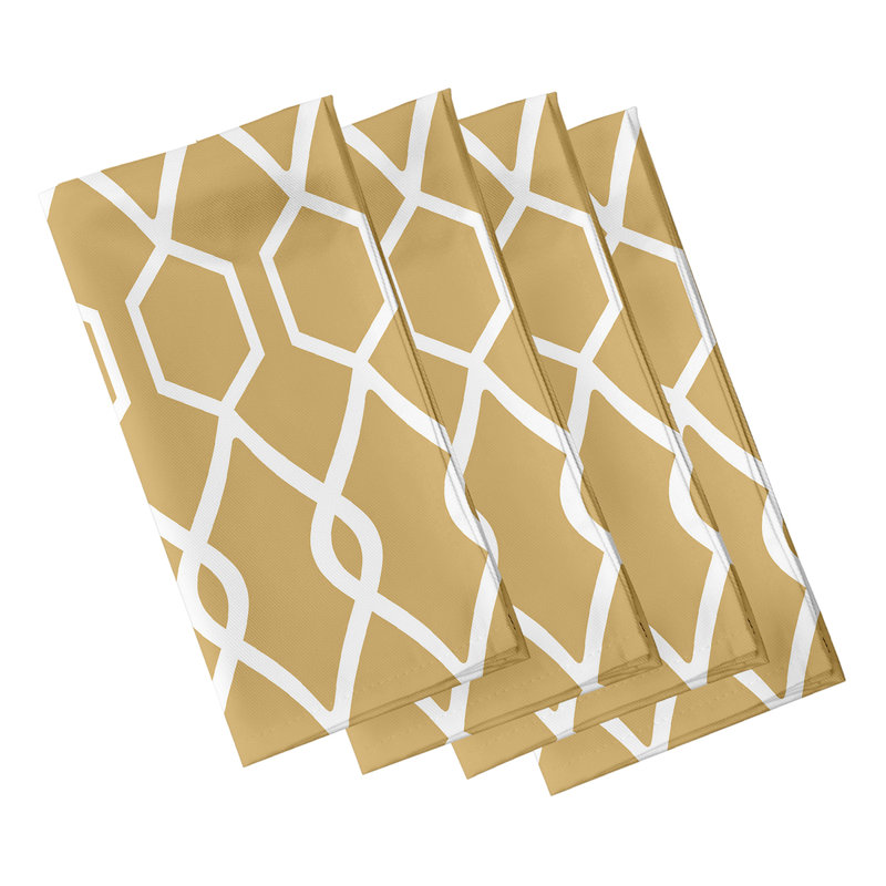 Clessie Geometric Trellis Napkins, Gold