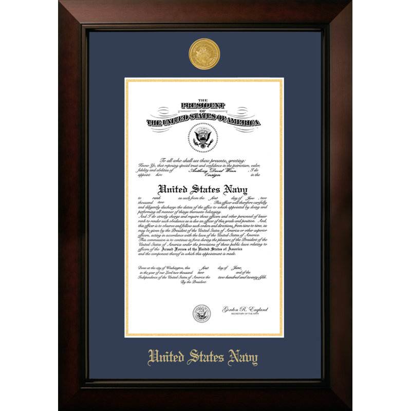 Cadre photo classique à certificat marine, 8 po x 10 po, Or