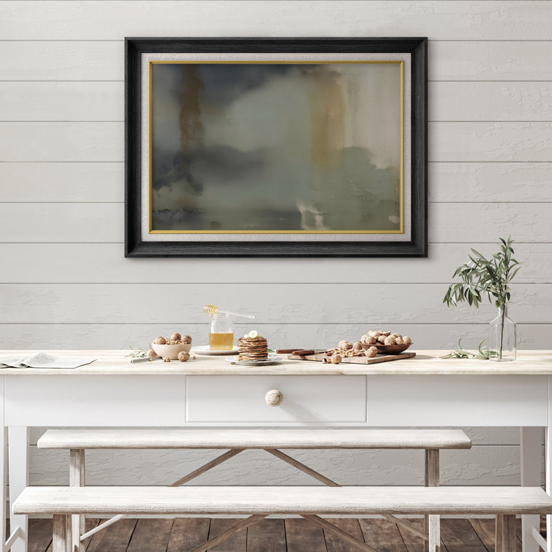 «Moody Abstract Misty Tones Art», reproduction d'art encadrée sur papier, H 26 po x l 36 po x P 1,5 po