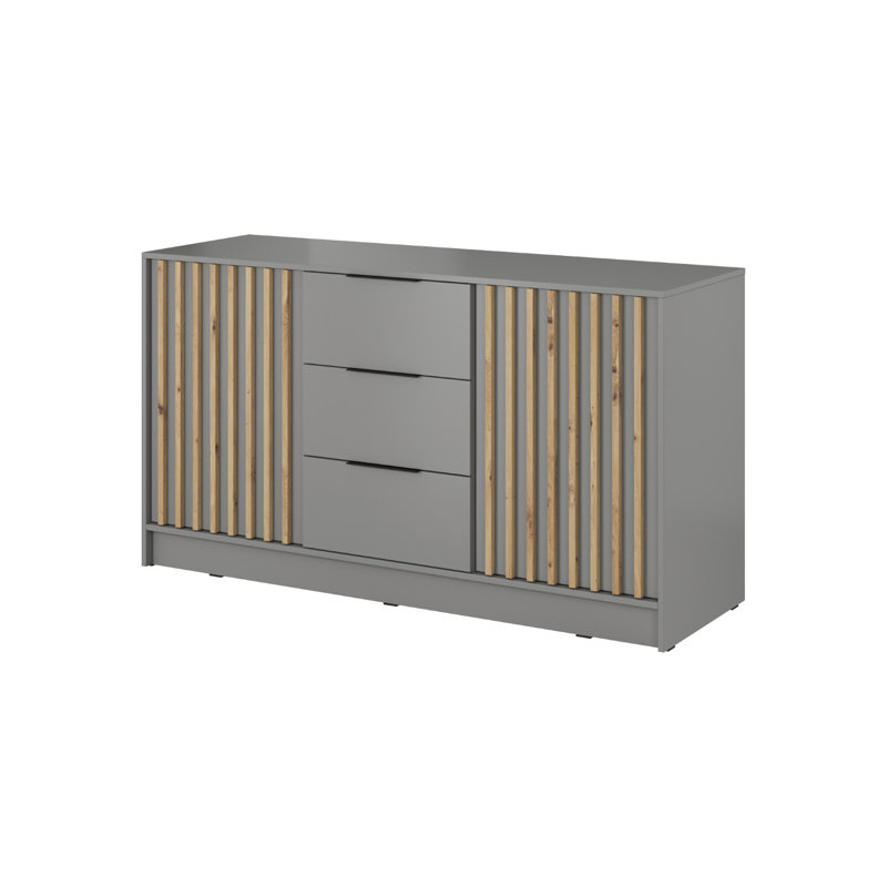 Hatchcock 155cm W 3 - Drawer Chest of Drawers, Grey/Oak