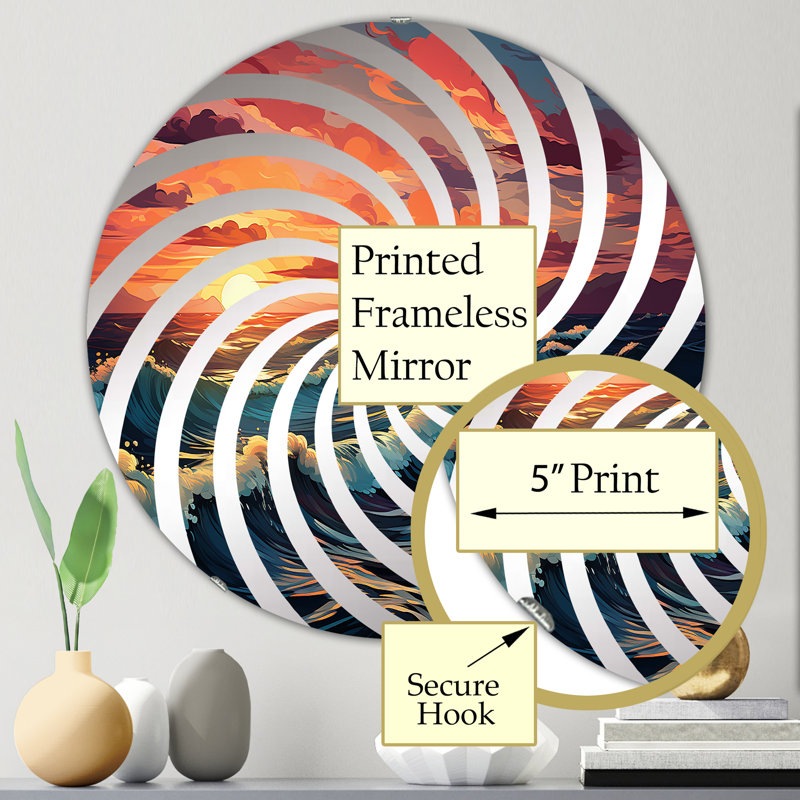 Miroir d'appoint sans cadre Rainbow Beach Sunset II, 23,6 po x 23,6 po